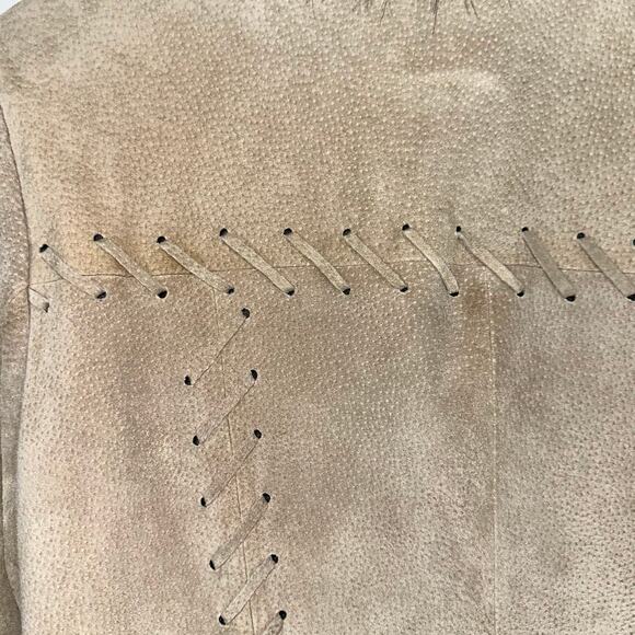 Vintage Newport News Tan Suede Leather Penny Lane Style Coat Size Medium - Picture 12 of 15